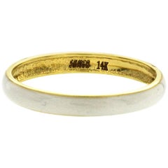 Fancy White Enamel 14 Karat Yellow Gold Band Ring