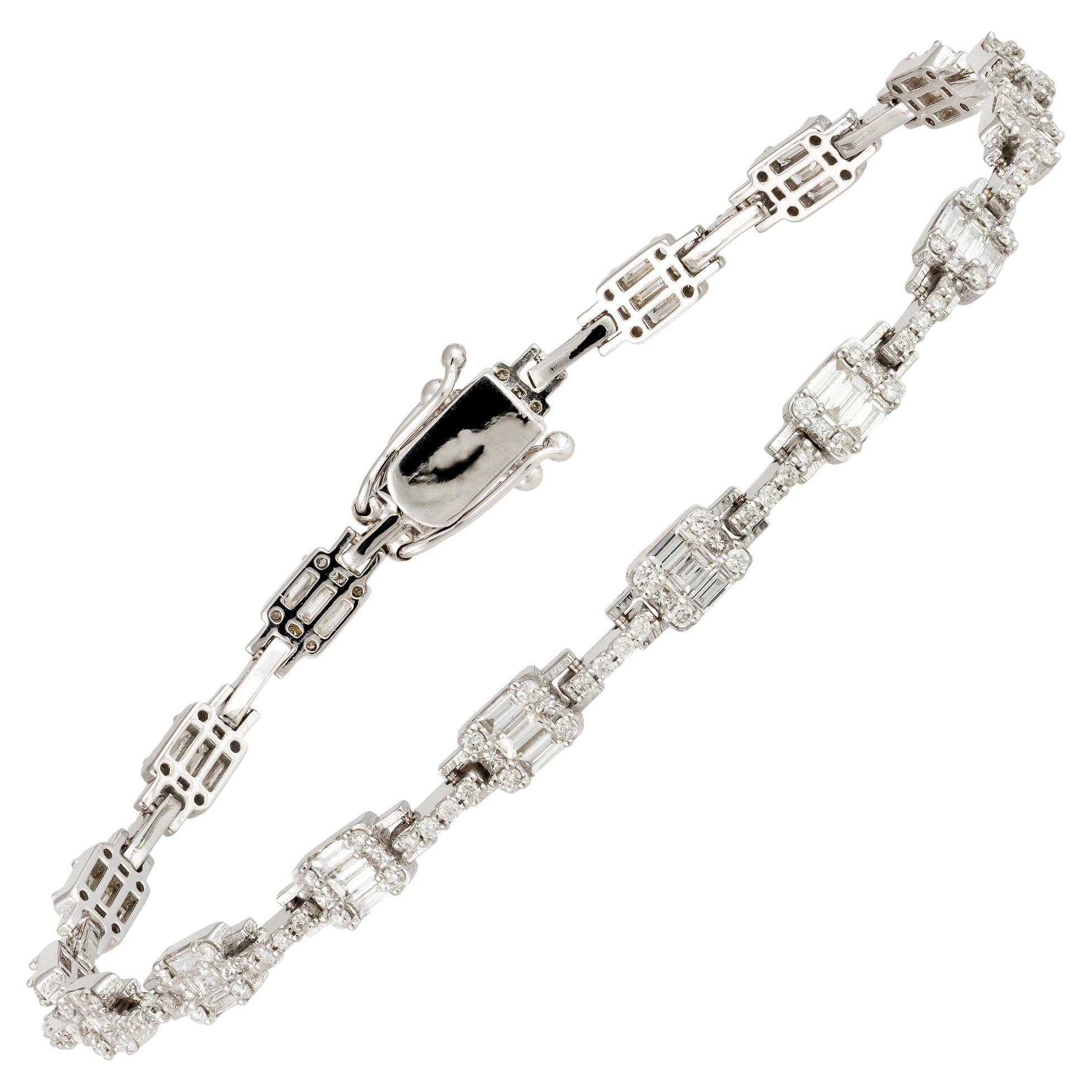 Pulsera Oro Blanco Fantasía Diamante 18K para Ella