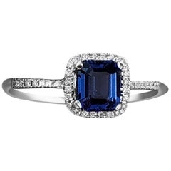 Fancy White Gold Engagement Blue Sapphire Solitaire Ring