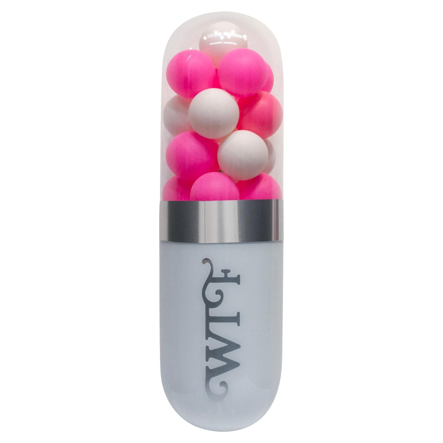 Fancy! WTF (Hers) - Pink & White Glass Pill Wall Sculpture by Edie Nadelhaft