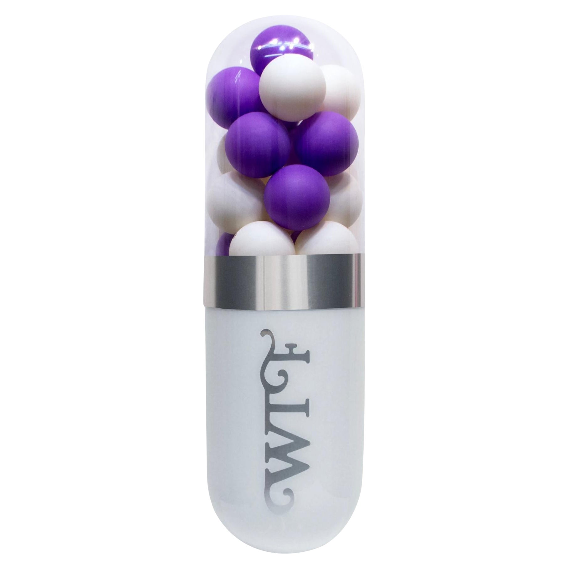 Fancy! WTF (Theirs) - Purple & White Glass Pill Wall Sculpture by Edie Nadelhaft