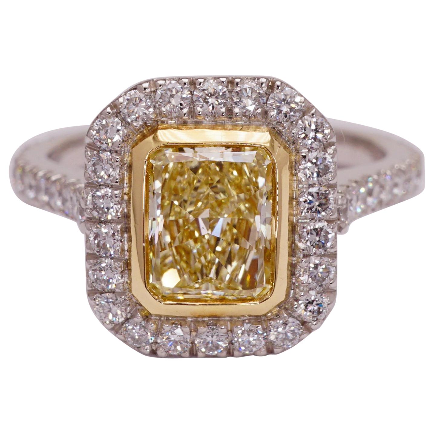 Fancy Yellow 1.11 Carat Certified Diamond Engagement Ring