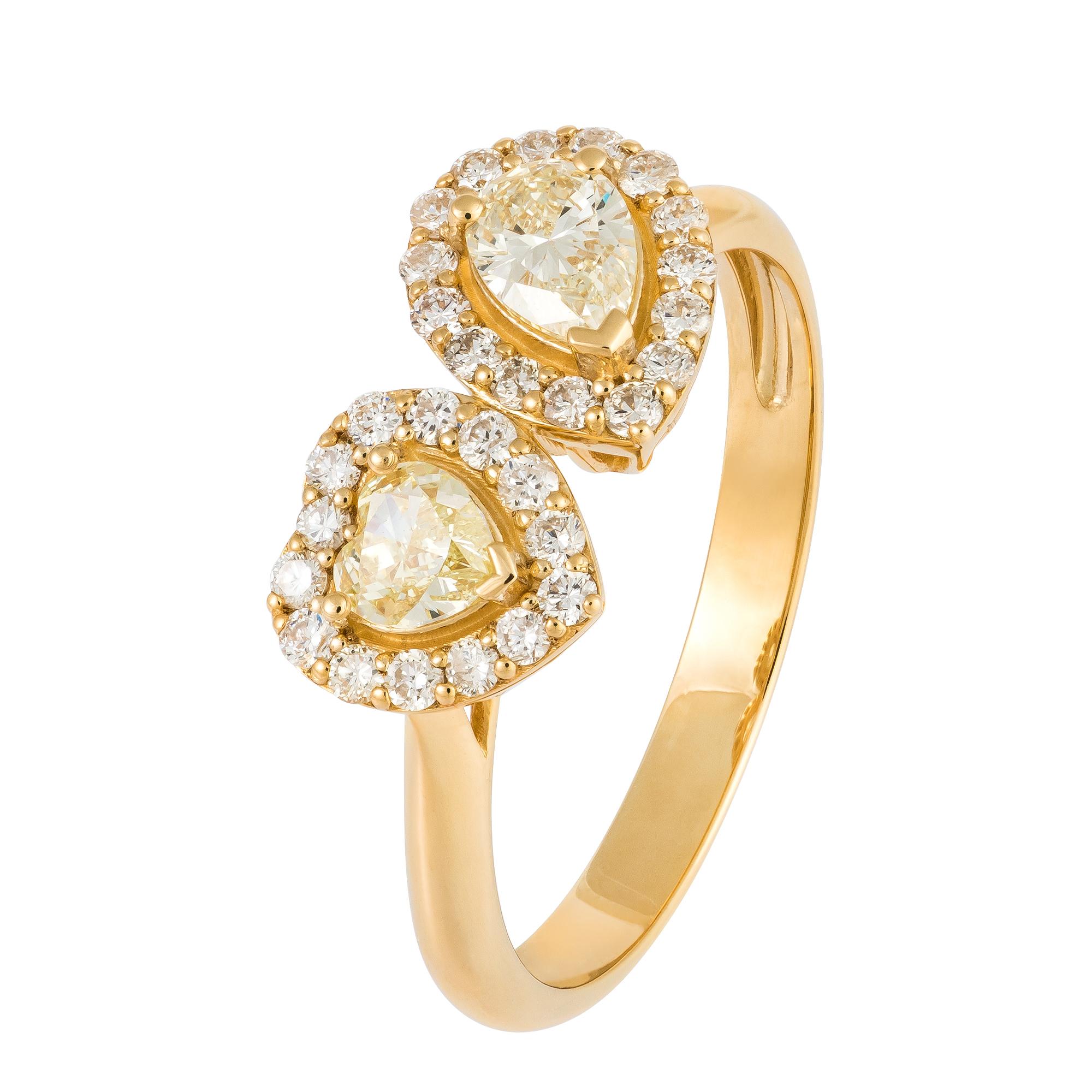 For Sale:  Fancy Yellow 18K Gold White Diamond Ring For Her 2