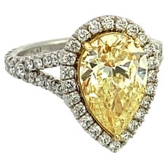 Fancy Yellow 3.0 Carat GIA Certified Diamond Engagement Ring