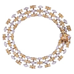 Fancy Yellow and Colorless Diamond 18K Yellow White Bicolor Gold Bracelet
