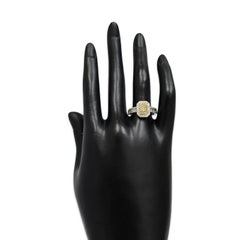 Fancy Yellow and White Diamond Halo Ring in 18K White Gold, 0.87ct Total