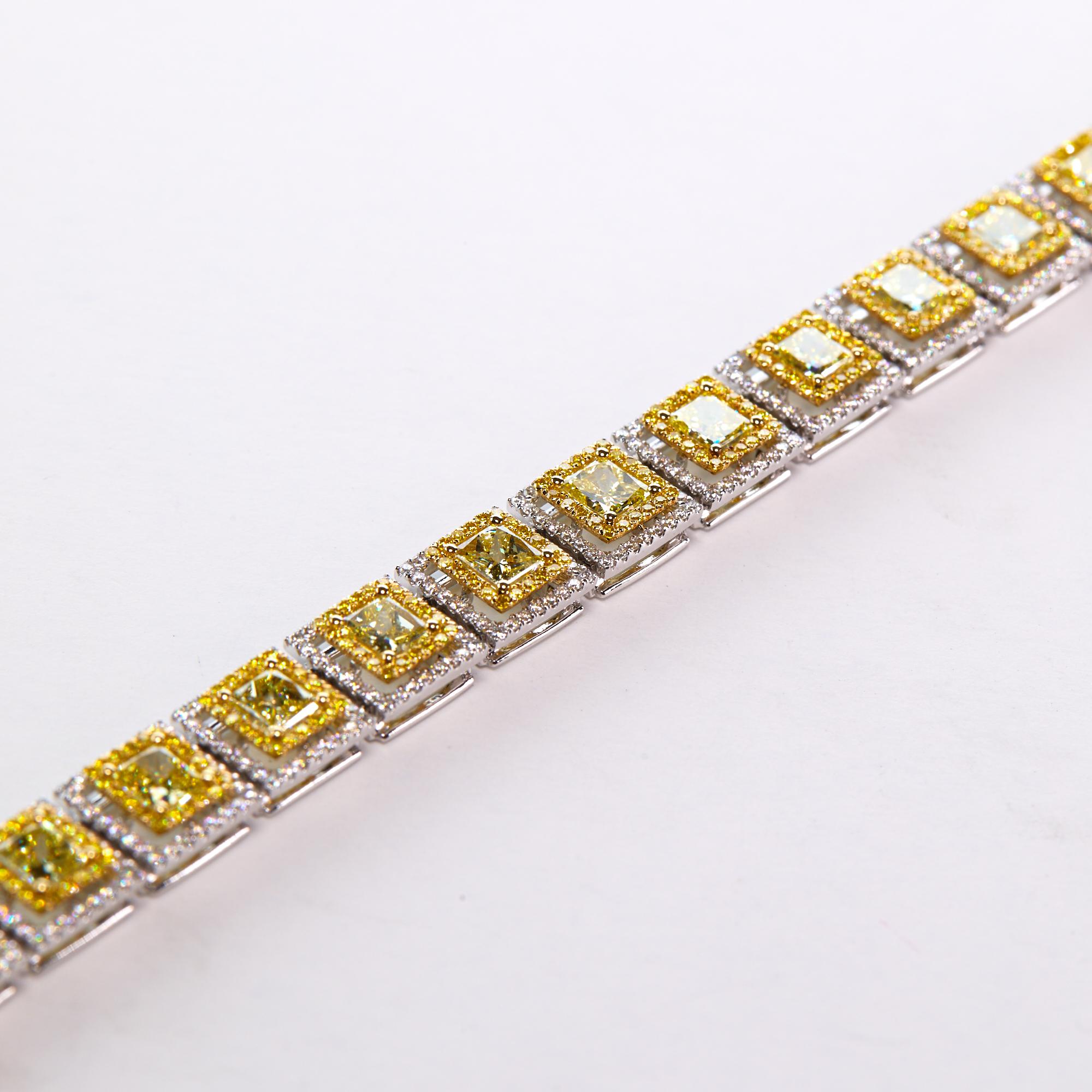 Women's Fancy Yellow and White Diamond Modern Bracelet For Sale