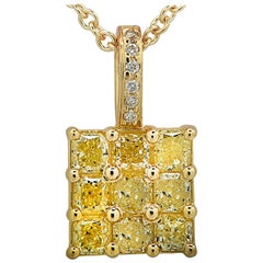 Fancy Yellow and White Diamond Necklace and Pendant