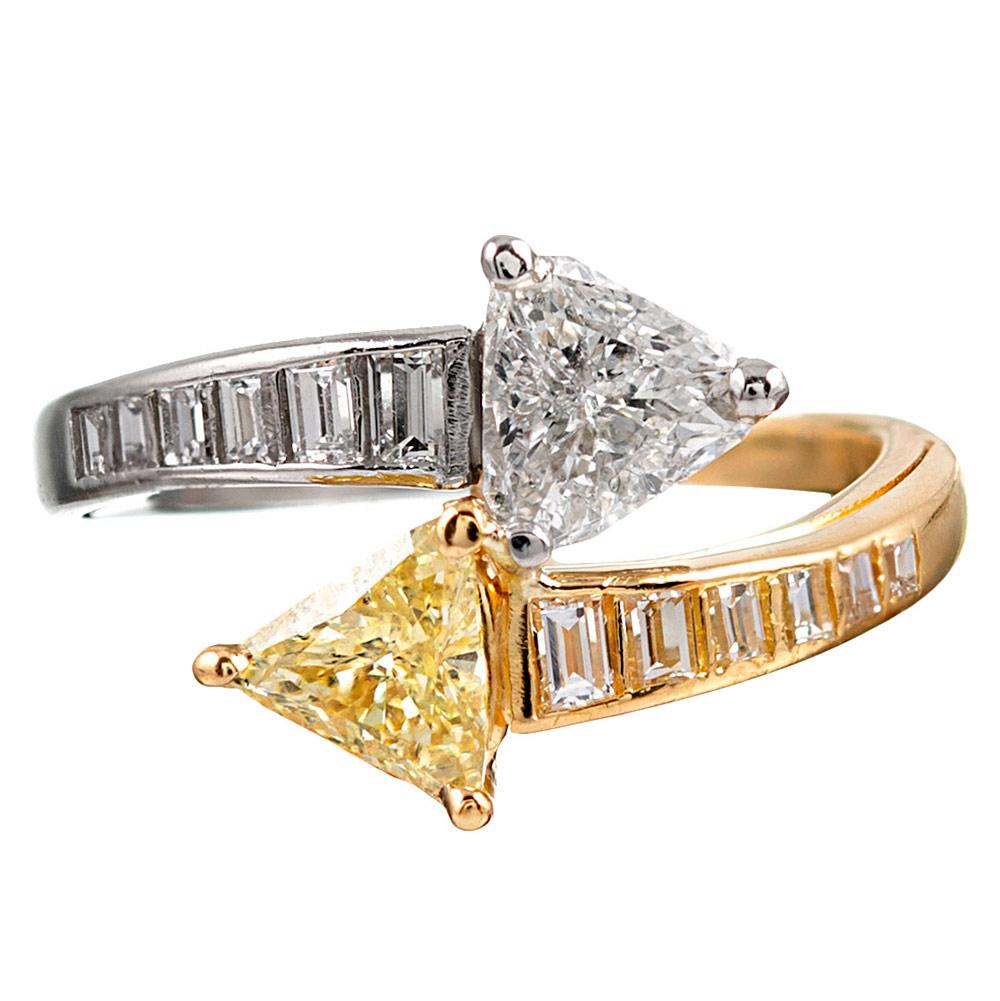 Fancy Yellow and White Diamond “Toi et Moi” Bypass Ring