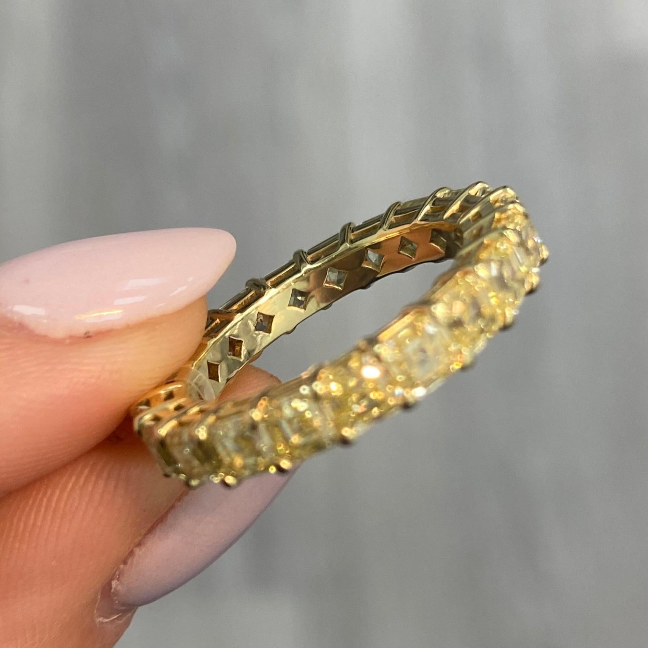 Fancy Gelb Asscher Diamant Eternity Band Damen