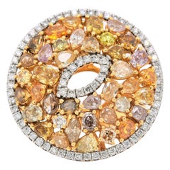 Ct. 4,22 carats certifié GIA Bague œil de serpent en grappe de diamants multicolores fantaisie naturels 