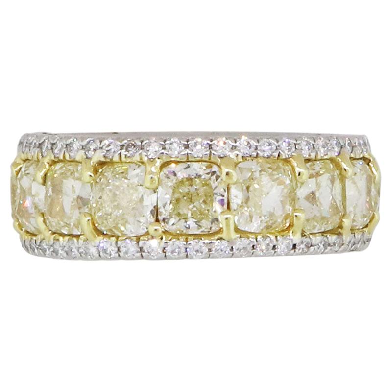 Fancy Yellow Cushion Cut Diamond Eternity Band