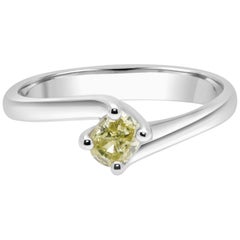 Fancy Yellow Cushion Cut Diamond Set in 18 Karat White Gold Twist Design Ring Fancy Yellow Cushion Cut Diamond Set in 18 Karat White Gold Twist Design Ring