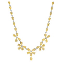 LUXURY Fancy Gelbe Diamant-Halskette aus 18 Karat Gold mit Diamanten
