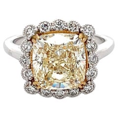 Ausgefallener gelber Diamant 5,05ct Ring 14K Gelb & Weißgold