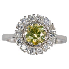 Anello a raggiera con diamante giallo e diamante bianco Fancy Yellow Diamond