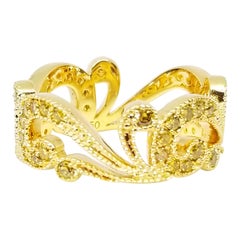 Bracelet d'éternité en forme de couronne en or 18 carats avec diamant jaune fantaisie, unique en son genre
