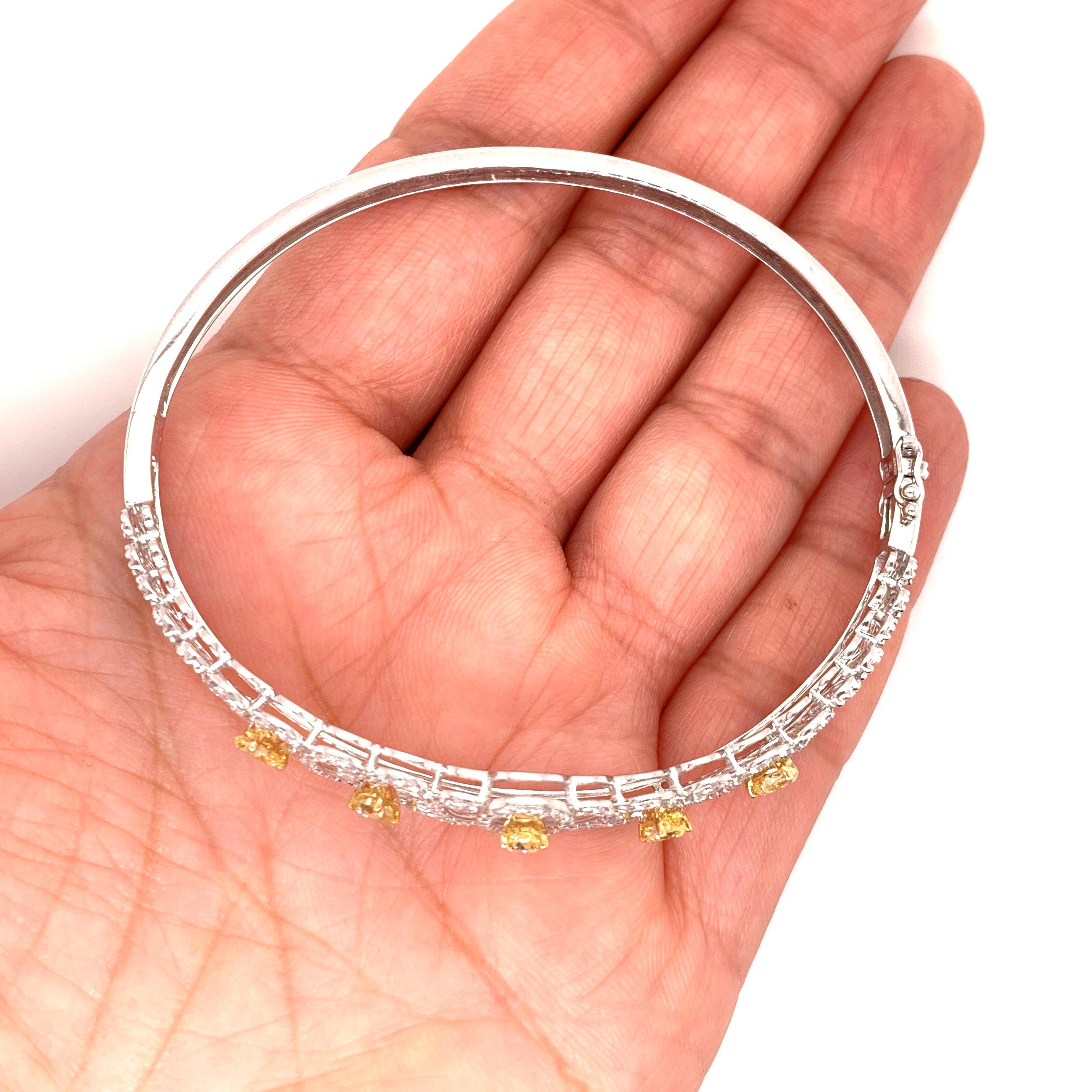 Fancy Yellow Diamond Bangle Bracelet For Sale 1