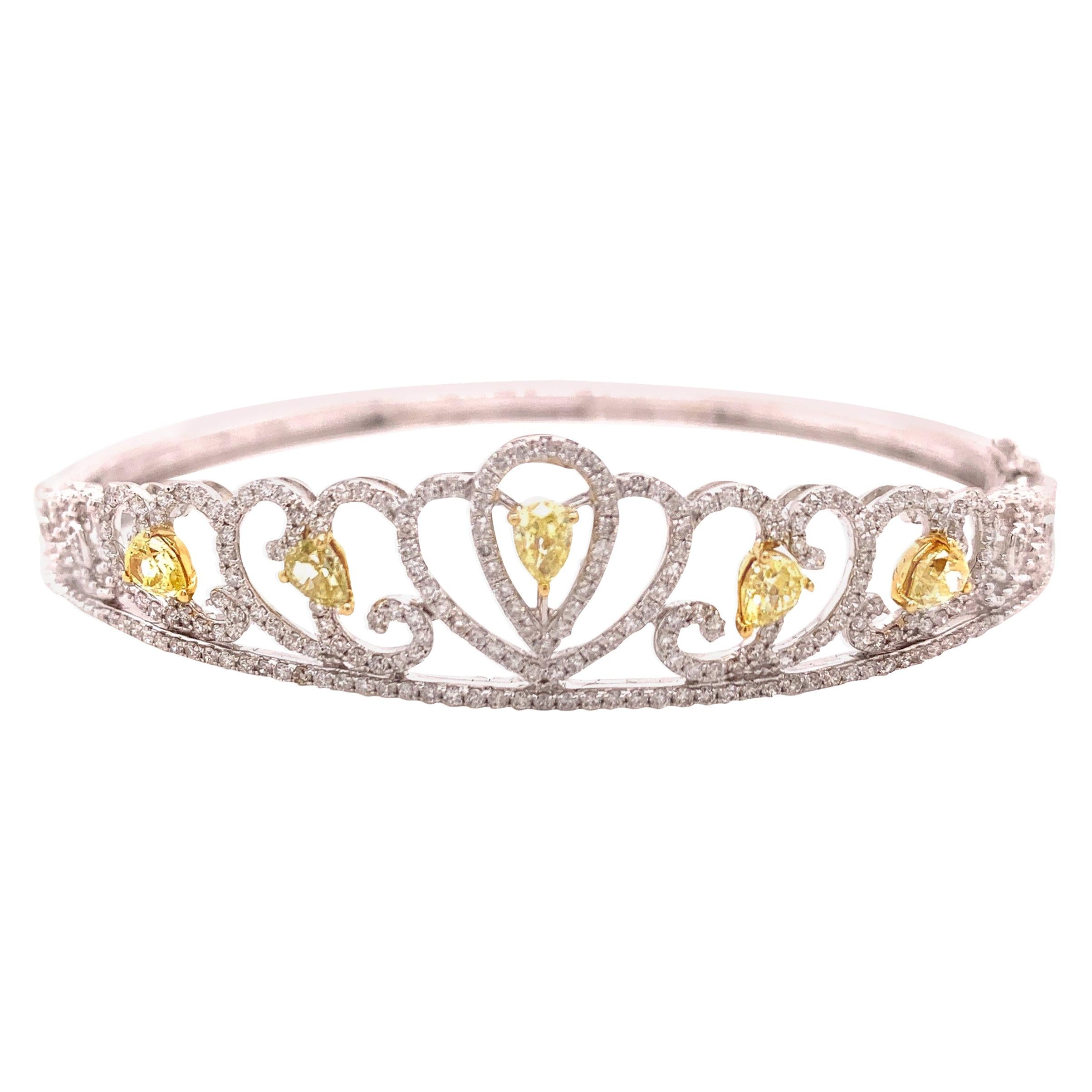 Fancy Yellow Diamond Bangle Bracelet For Sale