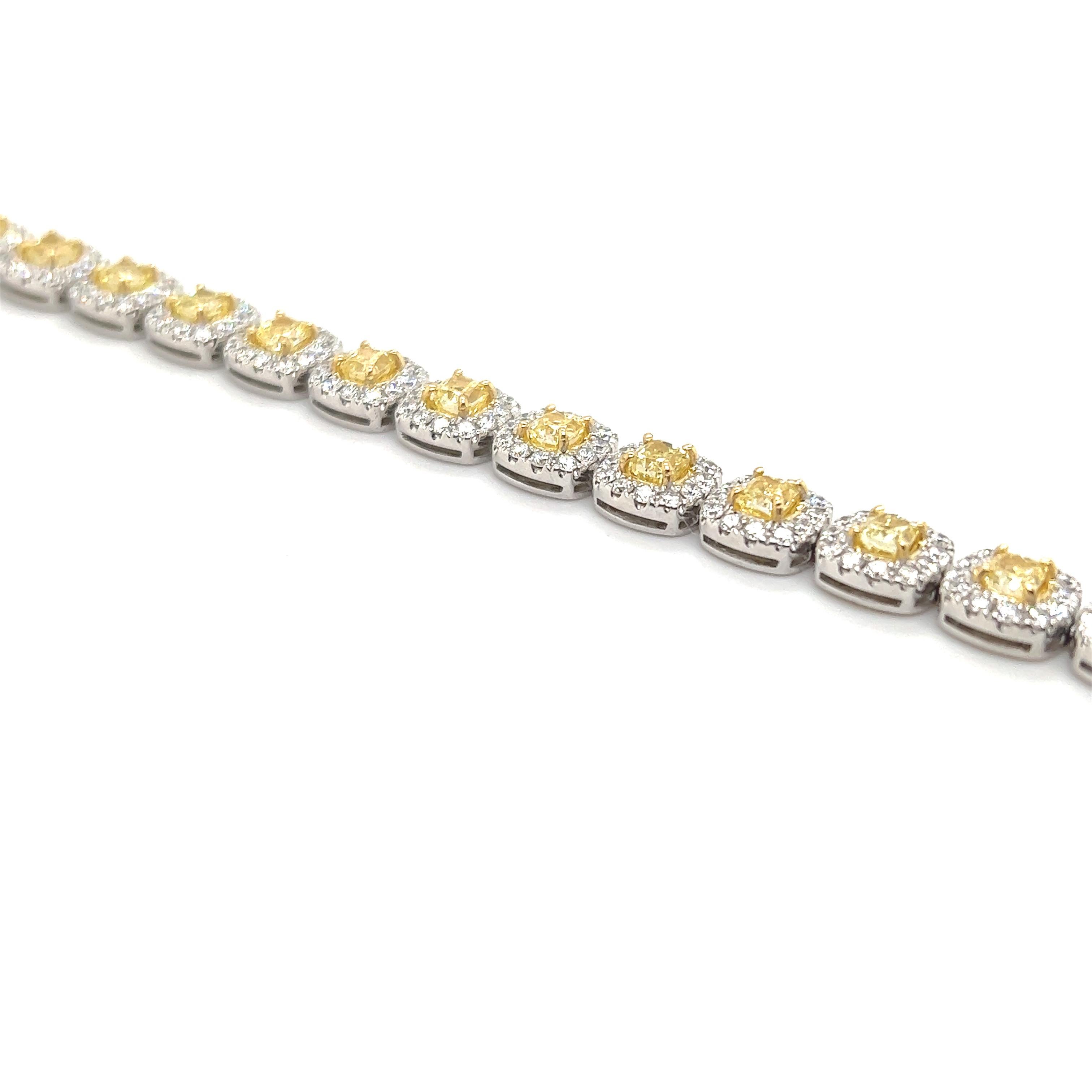 18k Weißgold-Armband mit gelben 11,04 Karat Diamanten (Moderne)