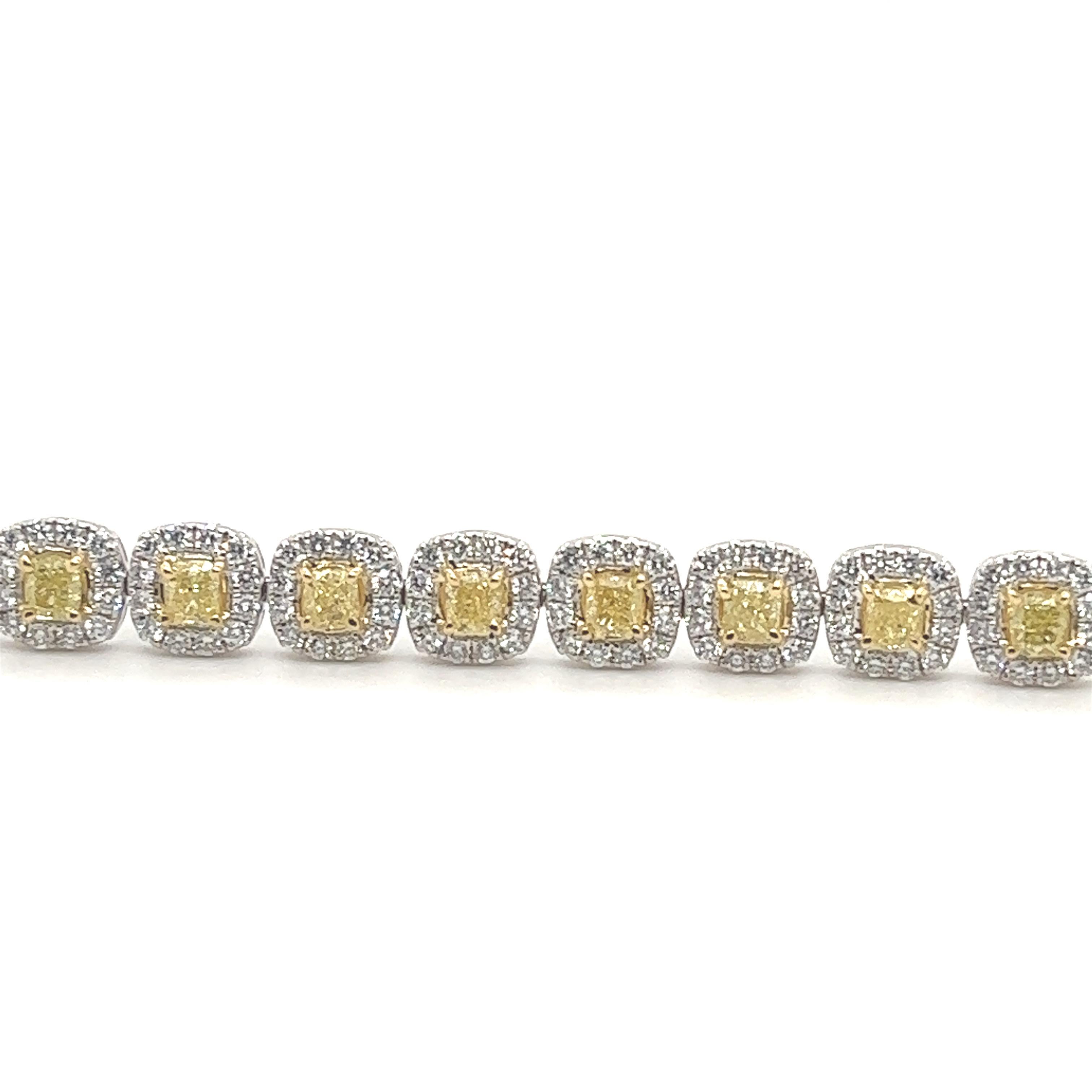 18k Weißgold-Armband mit gelben 11,04 Karat Diamanten Damen