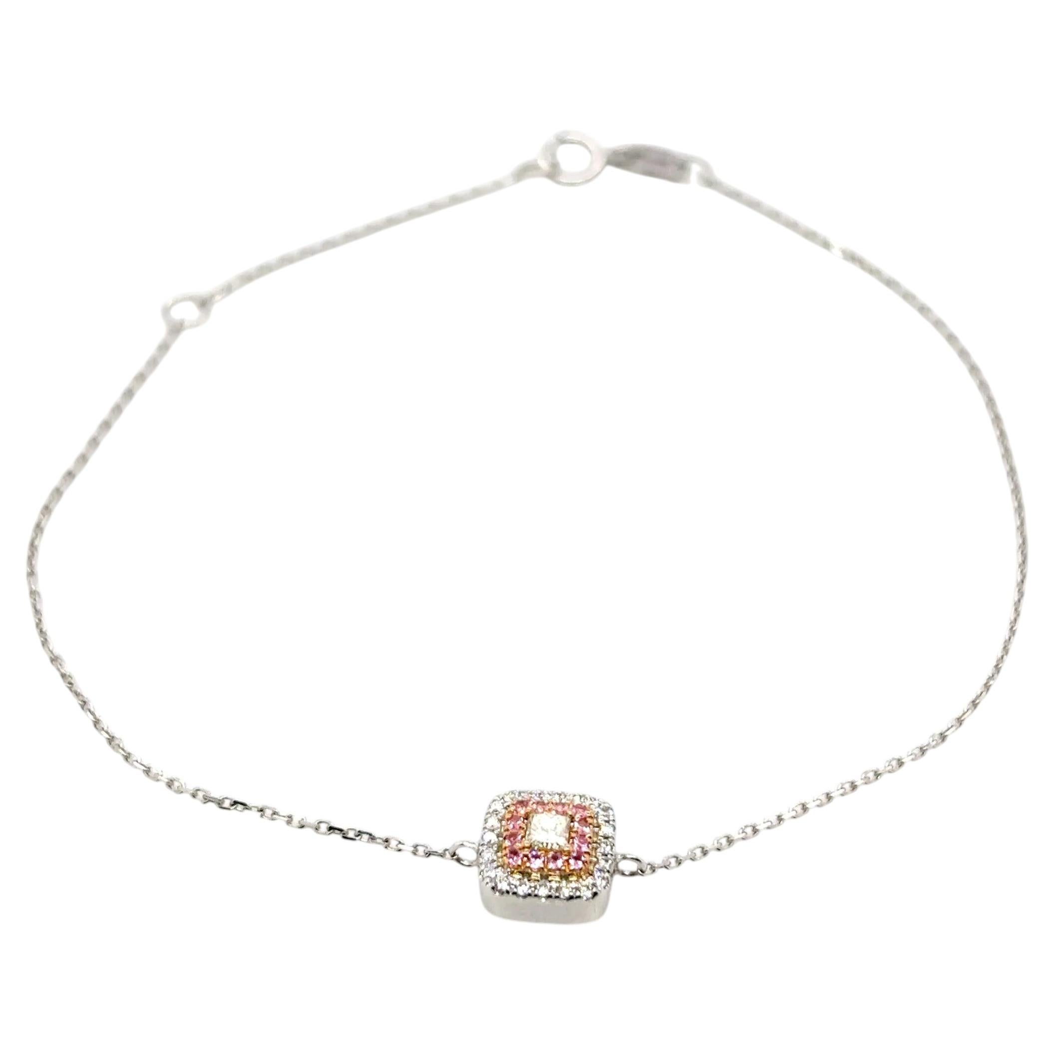 Bracciale elegante con diamanti gialli in oro bianco 18 carati, diamanti da 0,12 carati