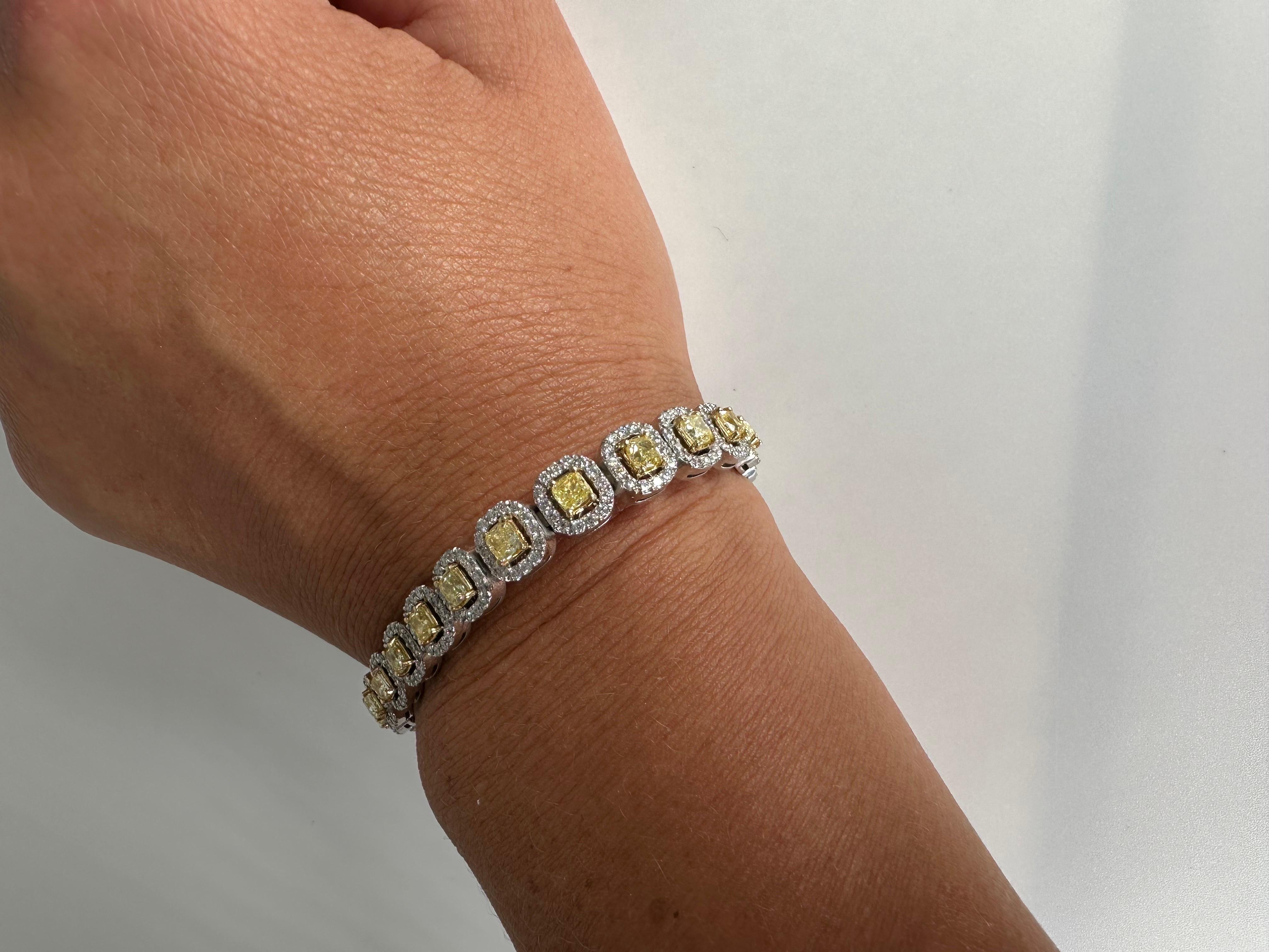 Gelbes Diamant-Tennisarmband mit Diamanten und gelben diamons und Diamanten für Damen oder Herren im Angebot