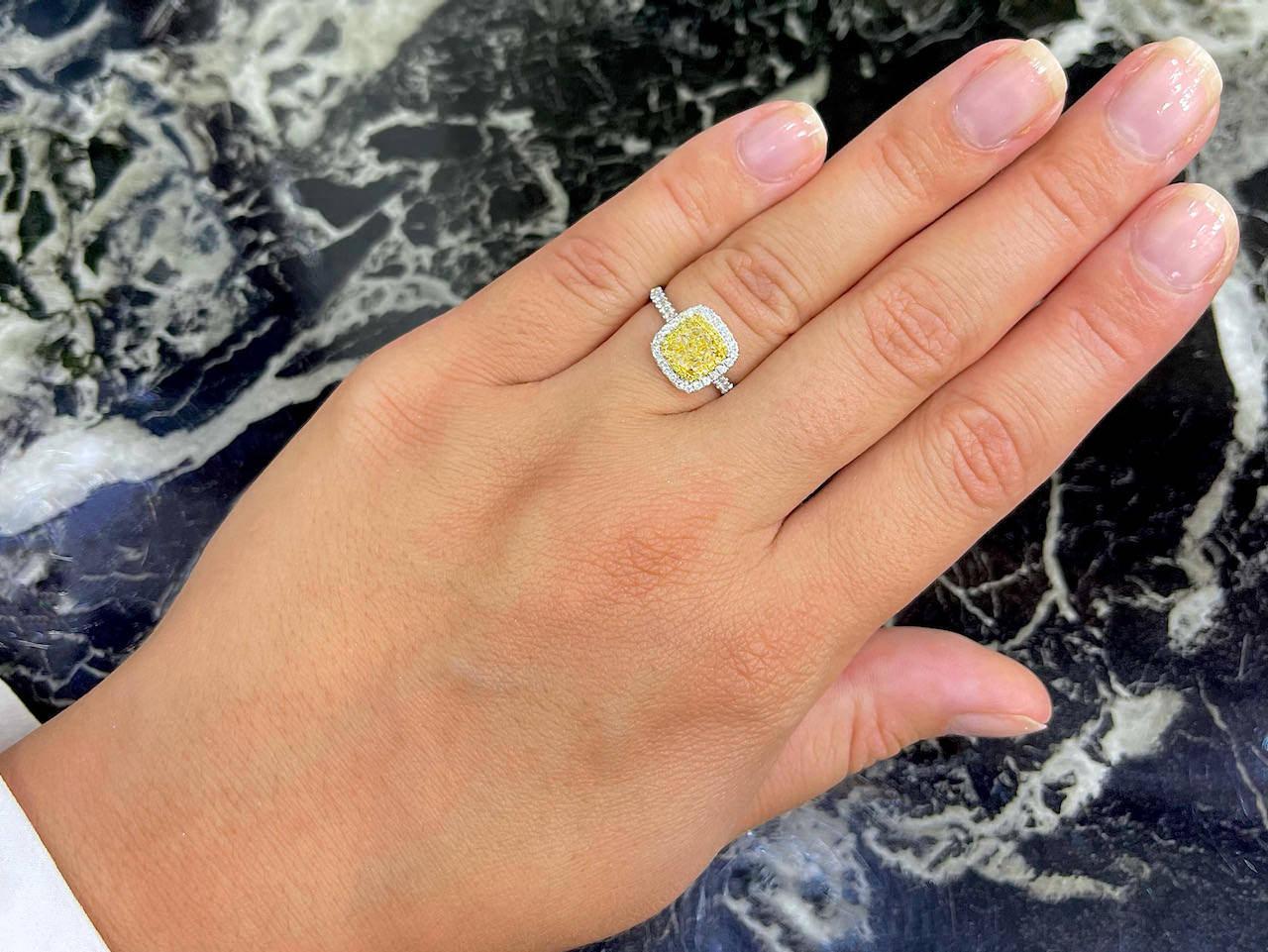 yellow diamond ring with halo