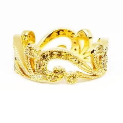 Fancy Yellow Diamond Crown Swirl Eternity Band 18 Karat One of a Kind