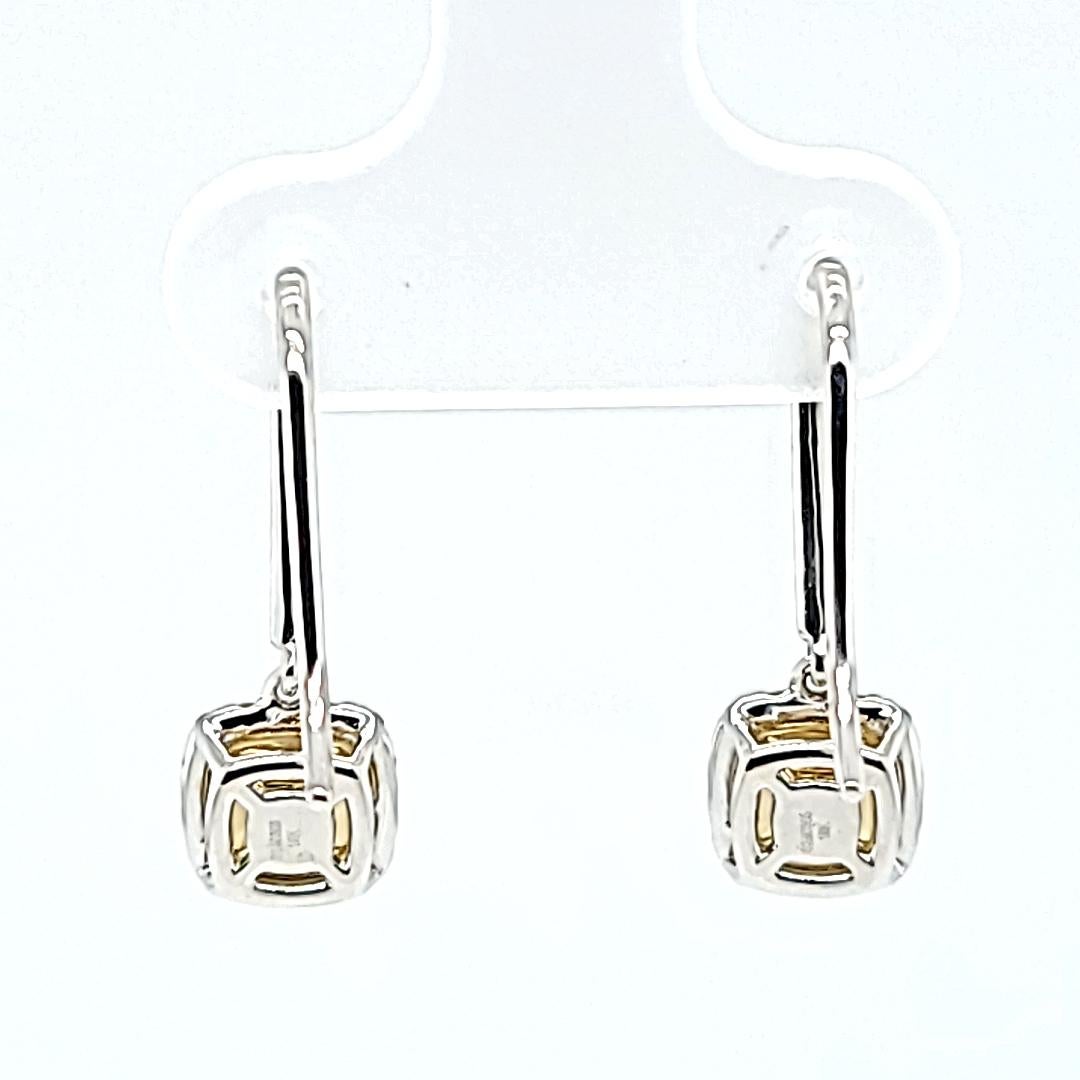 Natural Fancy Yellow Diamond Dangle Earrings In New Condition For Sale In Coral Gables, FL