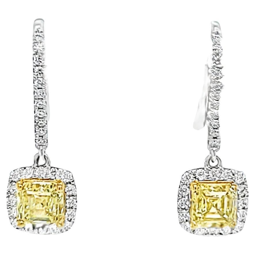 Natural Fancy Yellow Diamond Dangle Earrings
