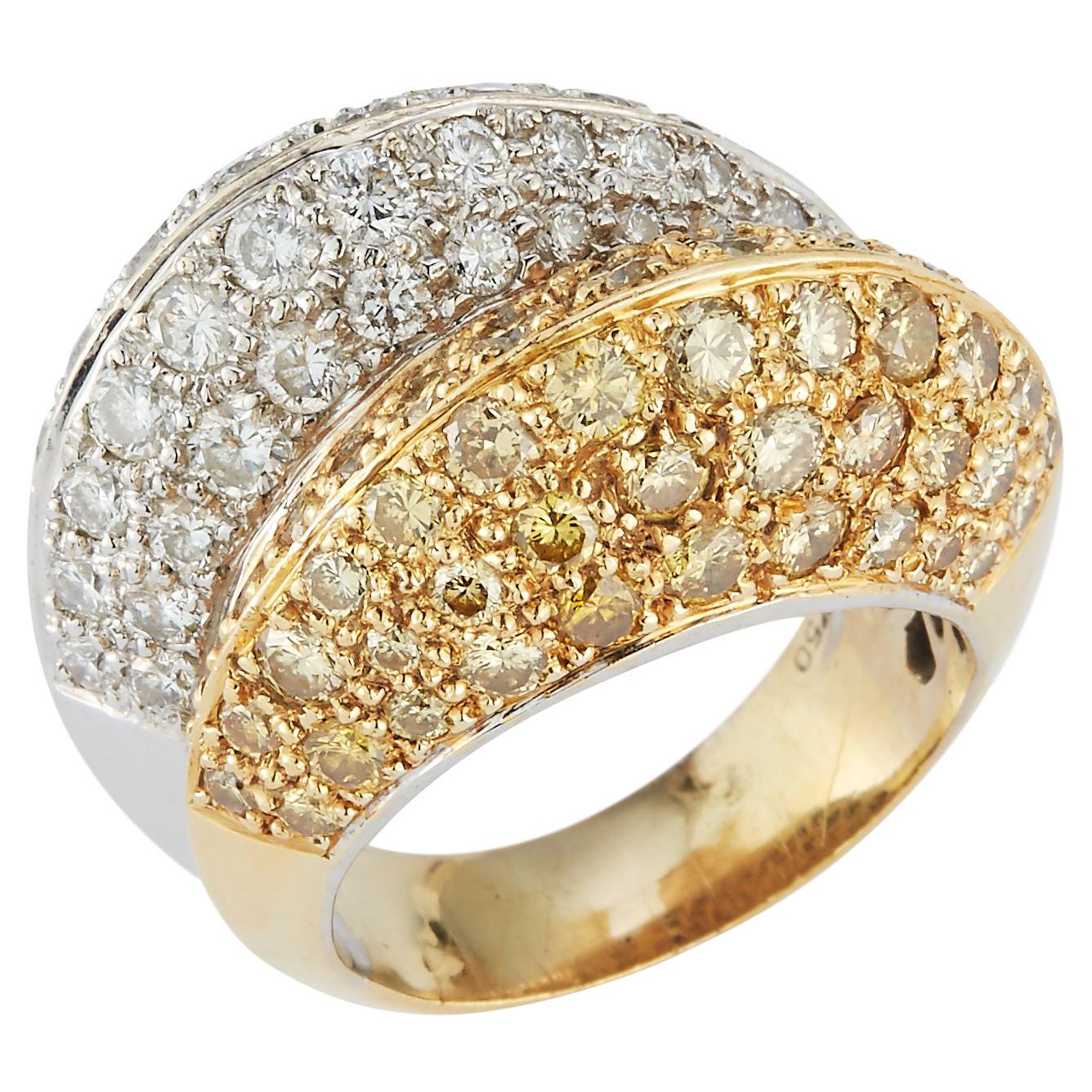 Fancy Yellow Diamond Double Dome Ring  For Sale