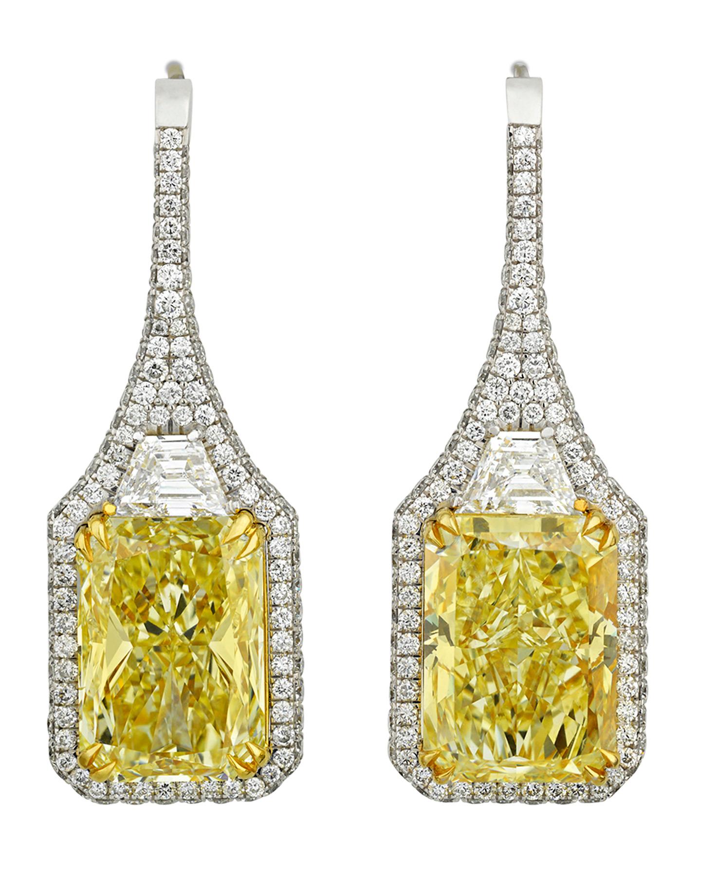 Contemporary Fancy Yellow Diamond Drop Earrings