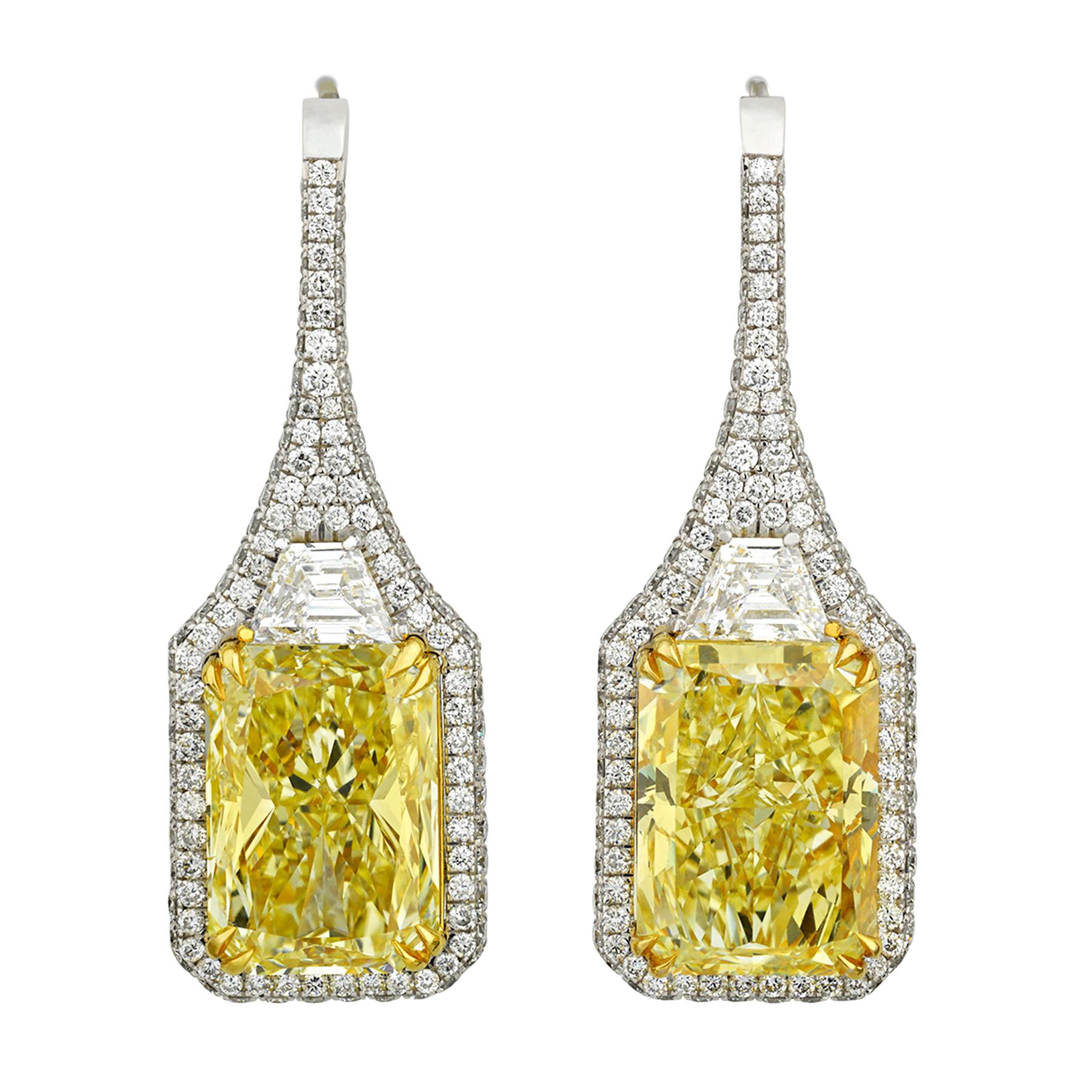 Fancy Yellow Diamond Drop Earrings