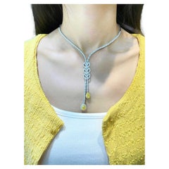 Fancy Yellow Diamond Drop Necklace 18k Solid Gold