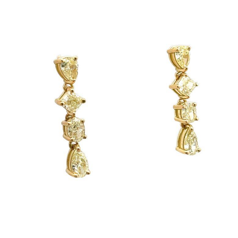 Modern Fancy Yellow Diamond Earrings 2.27CT 18K Yellow Gold For Sale