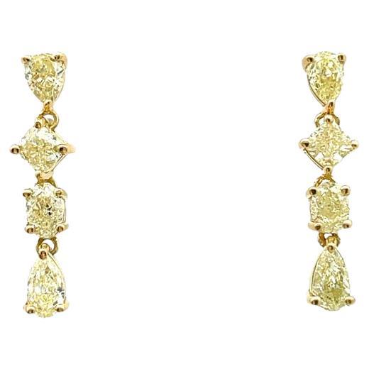 Fancy Yellow Diamond Earrings 2.27CT 18K Yellow Gold