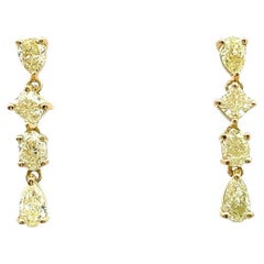 Fancy Yellow Diamond Earrings 2.27CT 18K Yellow Gold