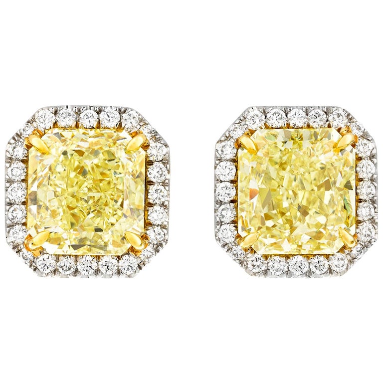 Fancy Yellow Diamond Earrings, 6.92 Carat at 1stDibs | natural yellow ...