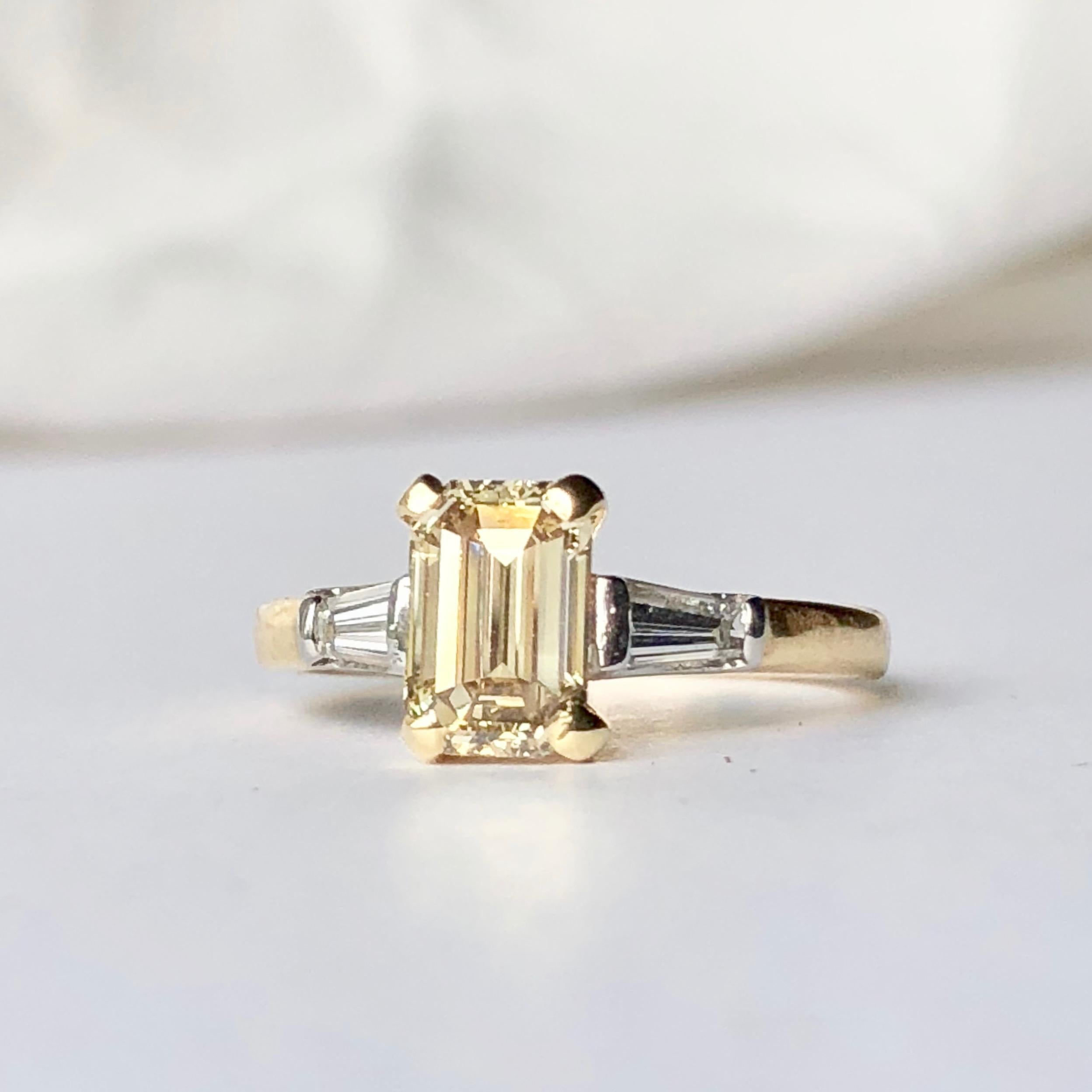 yellow diamond baguette ring