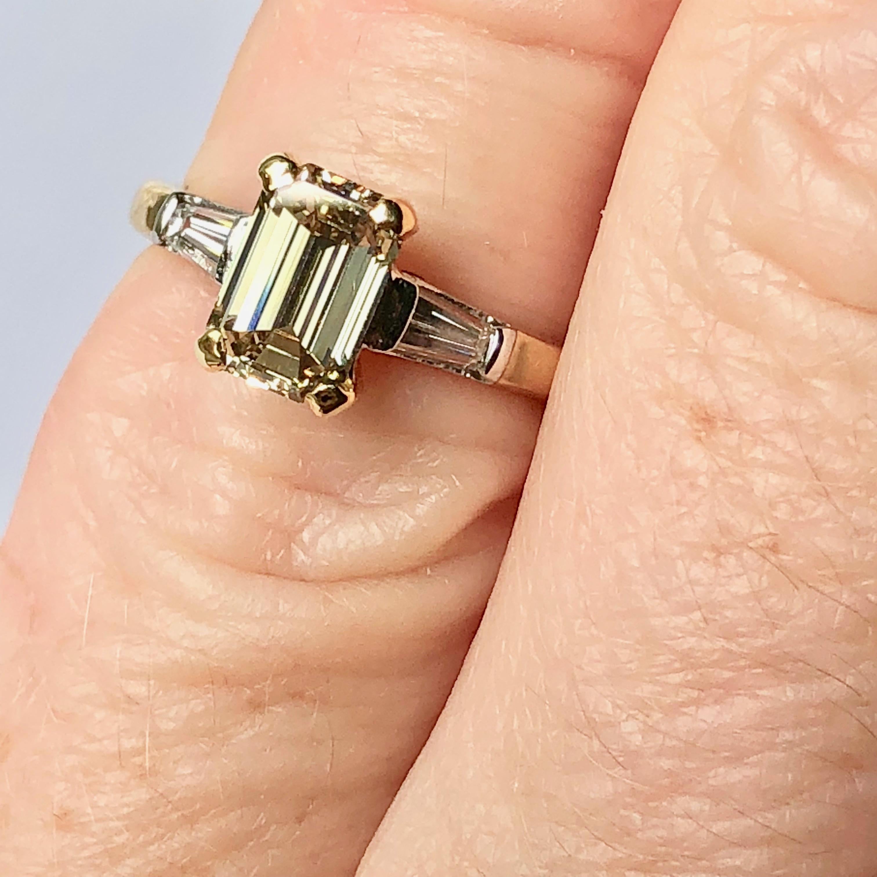 emerald cut with baguettes gold