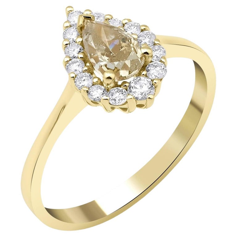 Bague de fiançailles fantaisie en diamant jaune 0,96 carat En