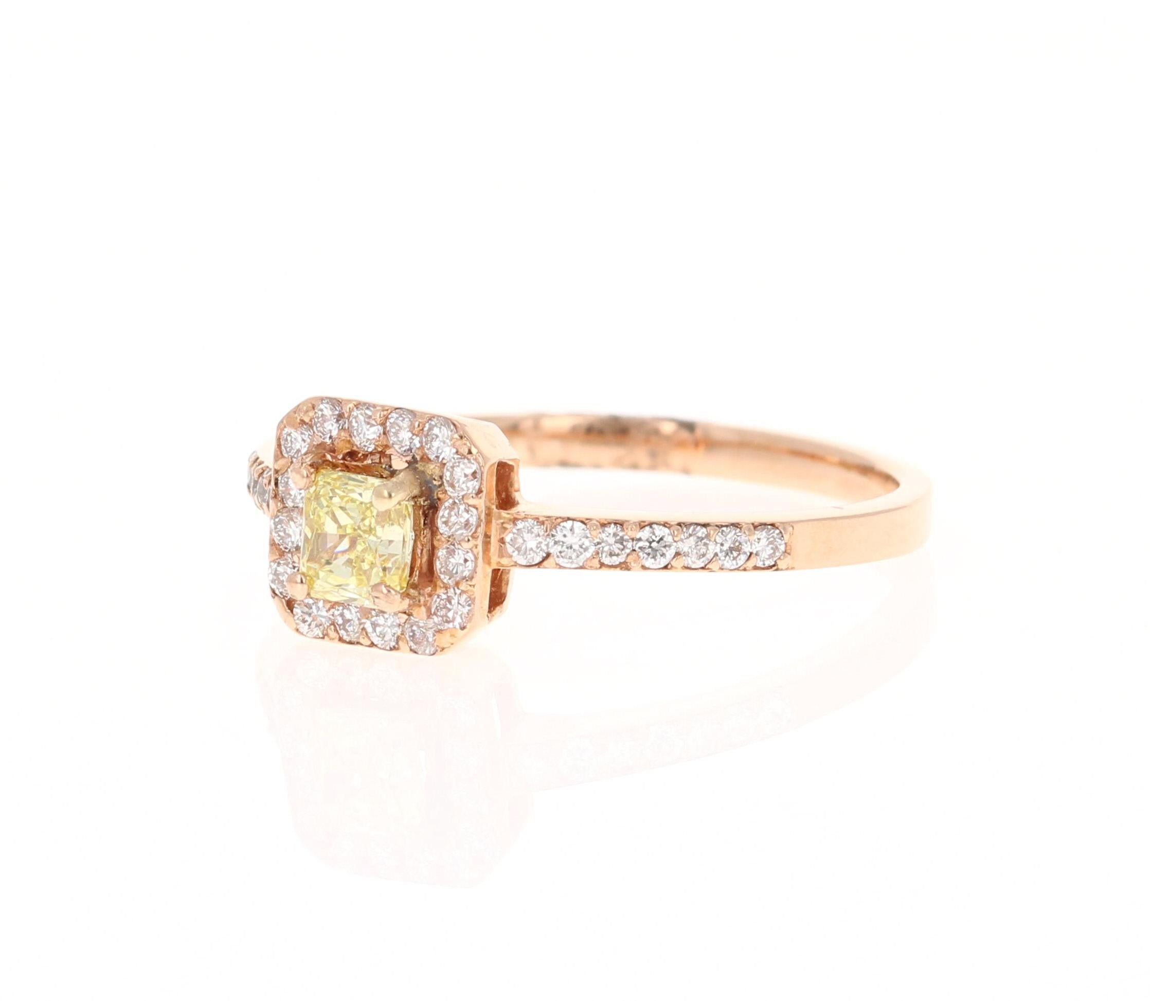 rose gold yellow diamond engagement ring