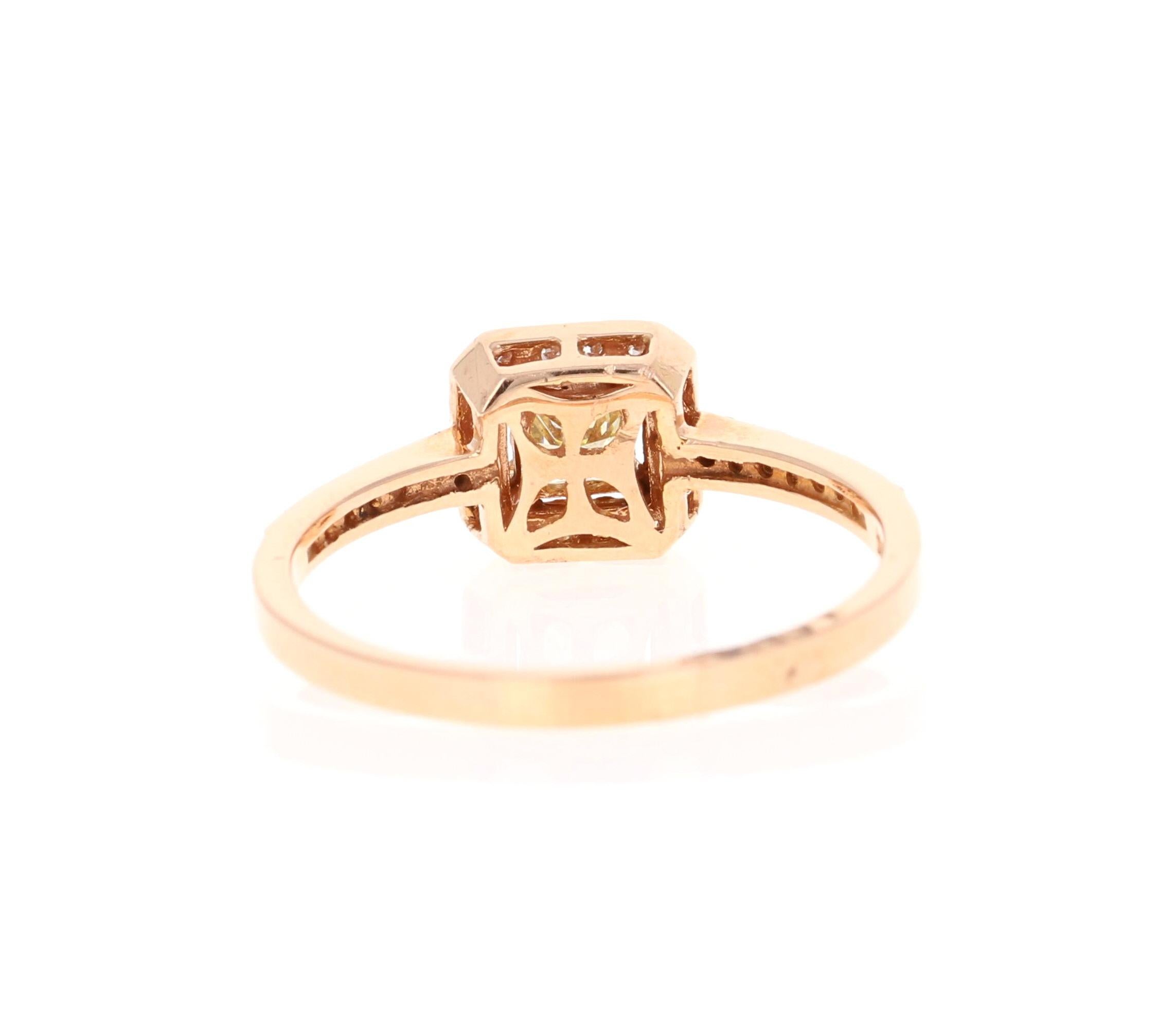 rose gold with yellow diamond
