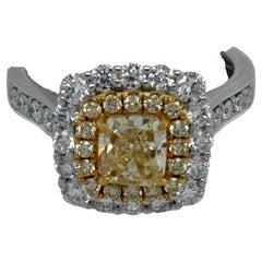 Fancy Yellow Diamond Engagement or Cocktail Ring, 18KT White Gold
