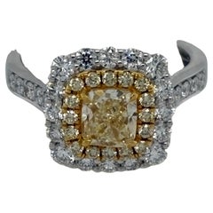 Fancy Yellow Diamond Engagement or Cocktail Ring, 18KT White Gold