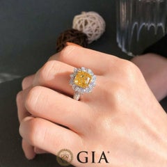 Fancy Yellow Diamond Engagement Ring GIA Certified - Eze Jewelry