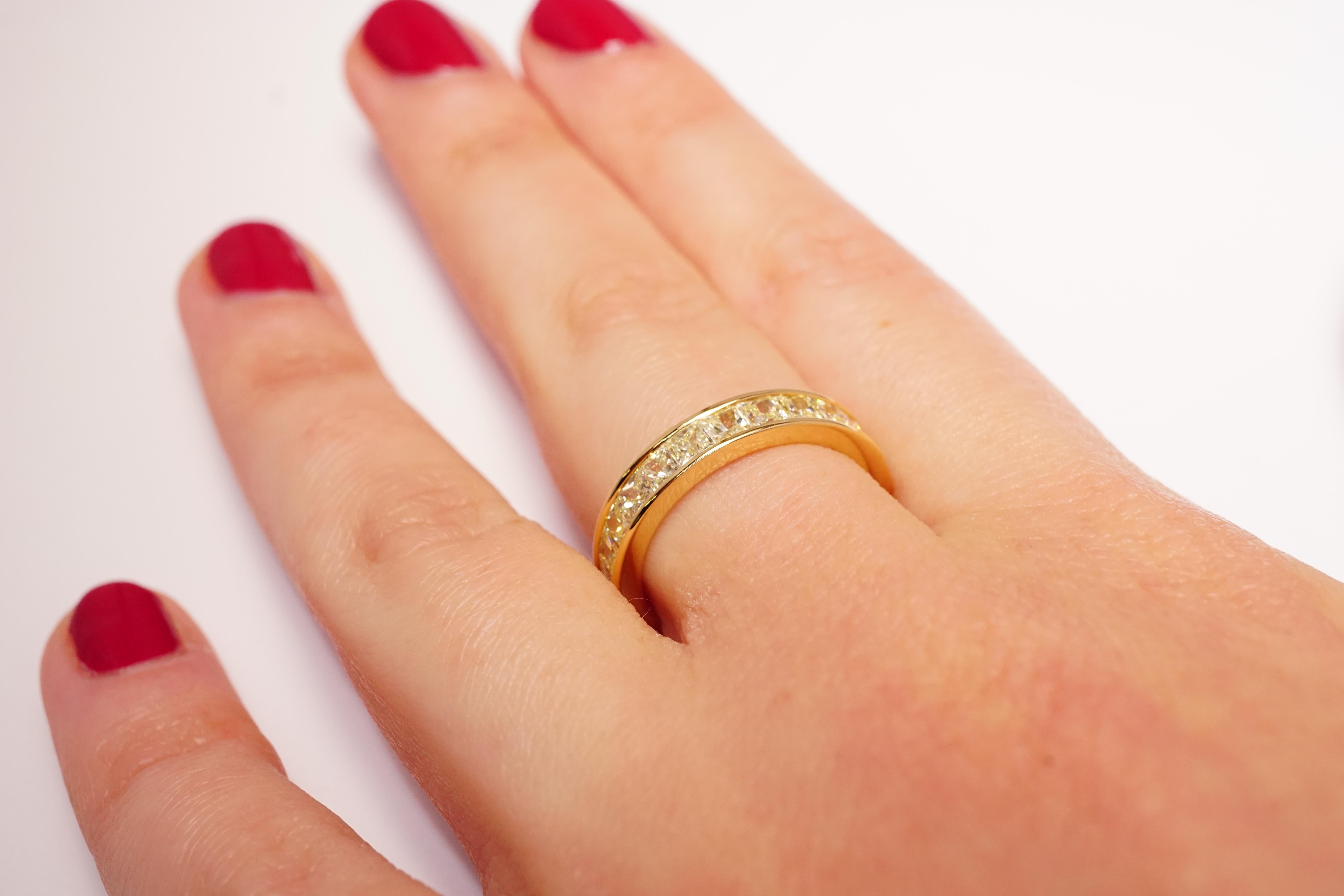 For Sale:  3.25 Carat Fancy Yellow Square Radiant Diamond Eternity Band 3