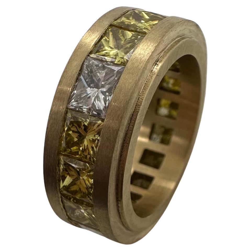 Zambian emerald eternity ring 18KT matte finish yellow gold For Sale at ...