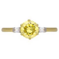 Fancy yellow diamond engagement ring, circa 1950
